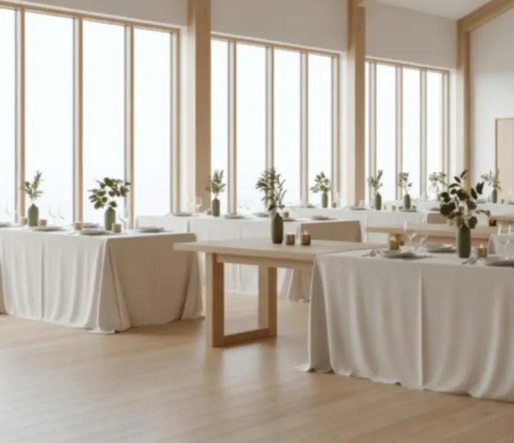 Elegancka sala bankietowa przygotowana na galę korporacyjną